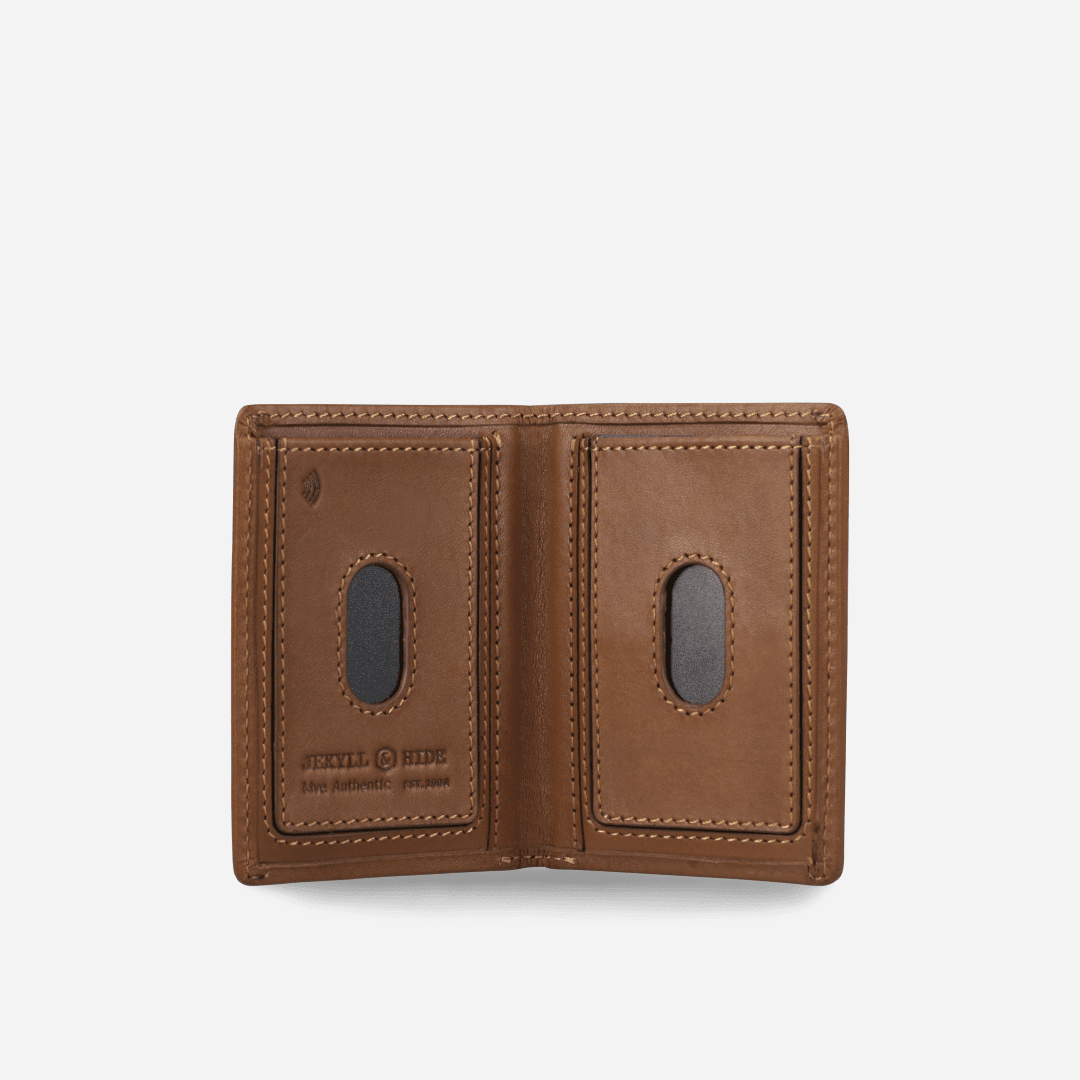 ROMA Elasticated Card Holder in tan - back view