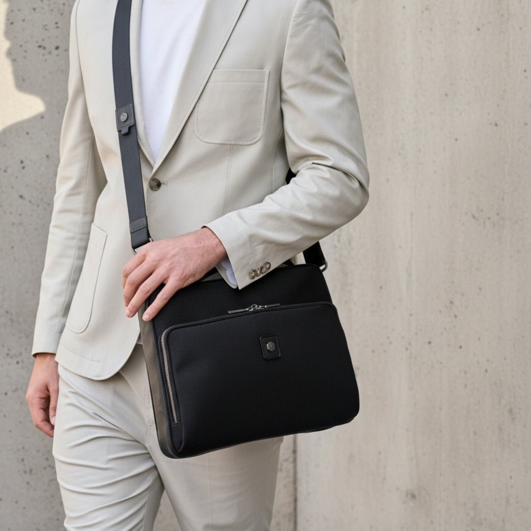 TOKYO Laptop Briefcase in black - angled view