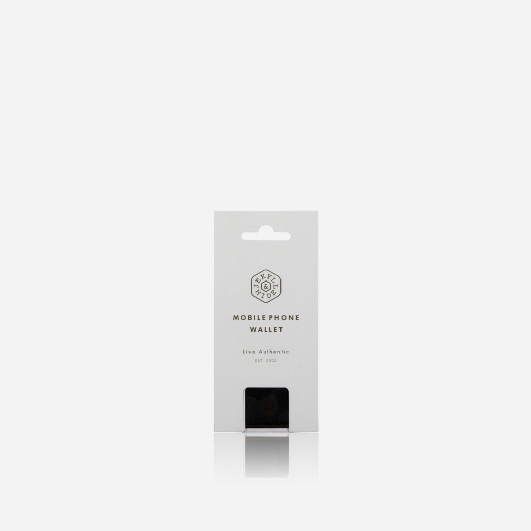 Jekyll and Hide black mobile phone card holder packaging
