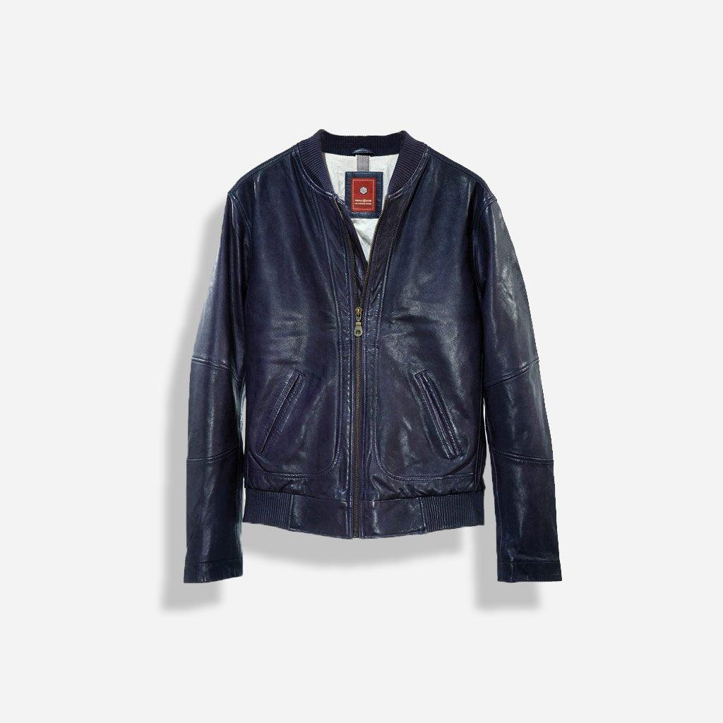 Leather Jacket, Navy - Jekyll and Hide UK