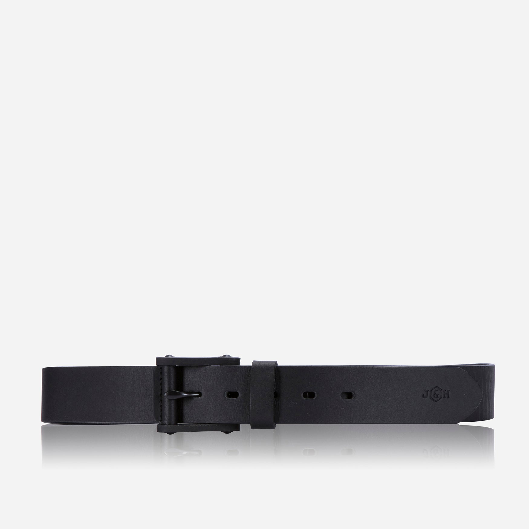 Leather Belt with Signature Buckle, Black