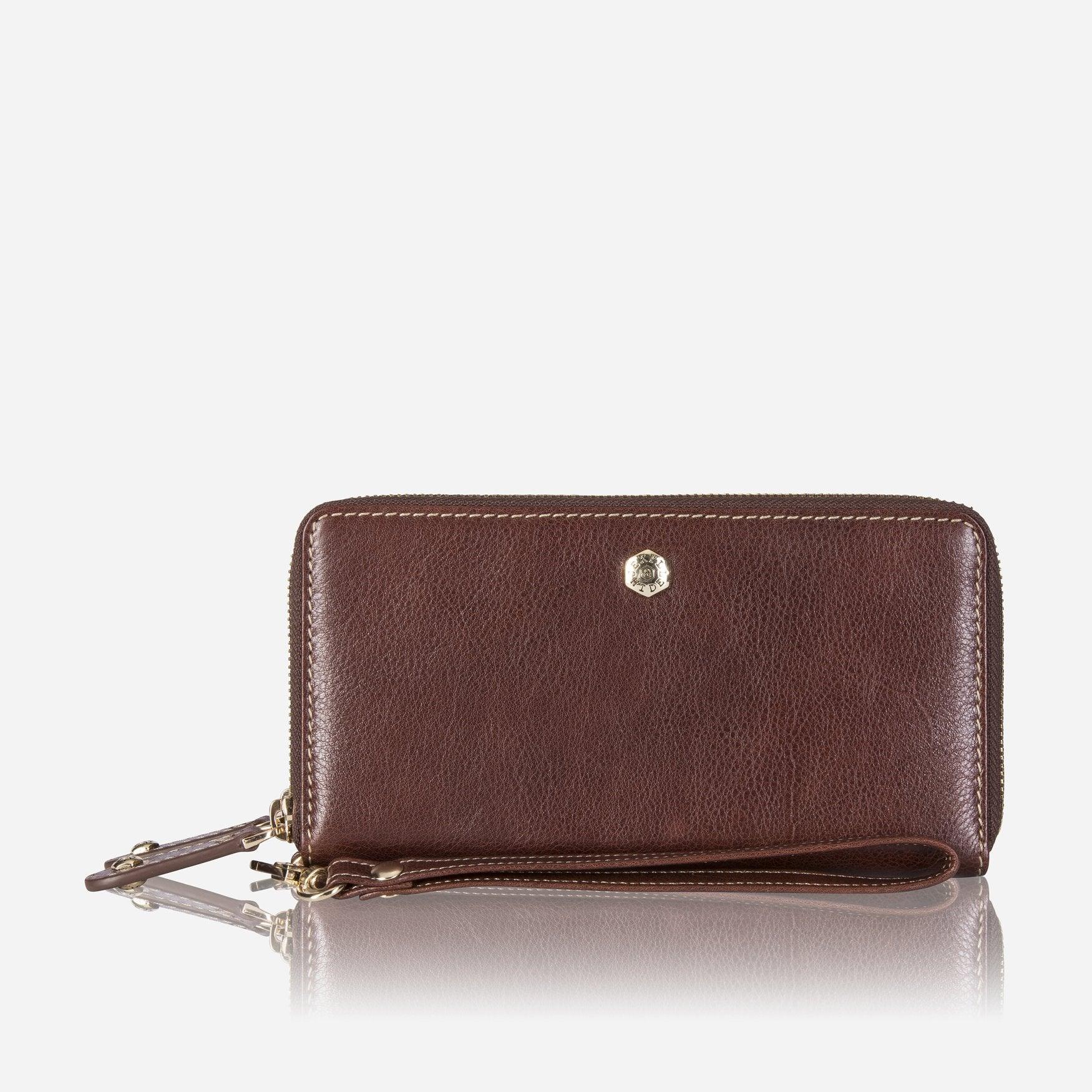 Double Zip Wristlet Purse, Burgundy - Jekyll and Hide SA